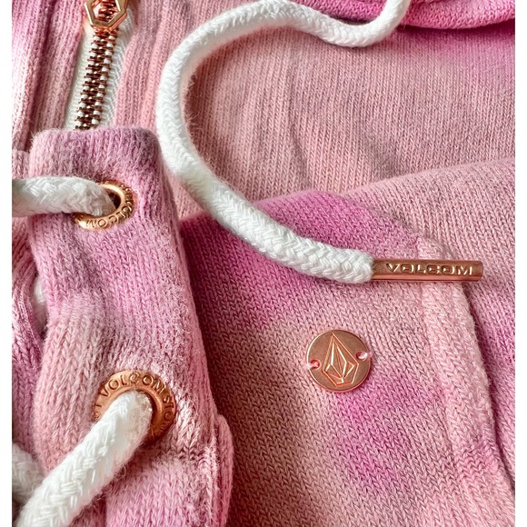 VOLCOM LIVED IN LOUNGEWEAR FULLZIP HOODIE & FLEECE SHORT -FADED MAUVE - Picture 5 of 14